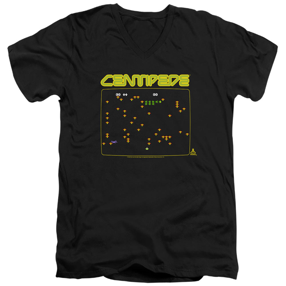 AN OFFCIALLY LICENSED ATARI CENTIPEDE SCREEN MEN'S V-NECK T-SHIRT BLACK