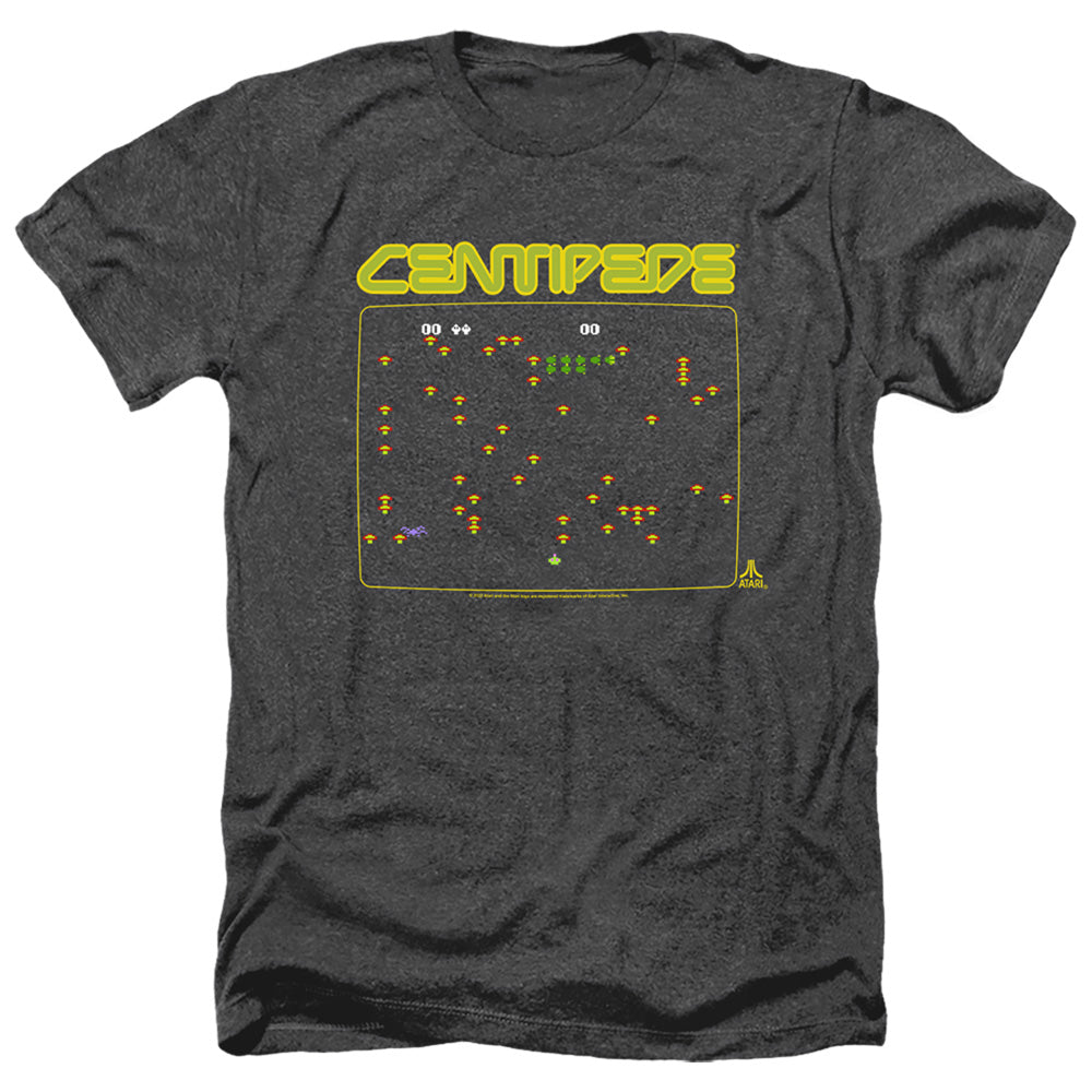 AN OFFCIALLY LICENSED ATARI CENTIPEDE SCREEN MEN'S HEATHER T-SHIRT CHARCOAL