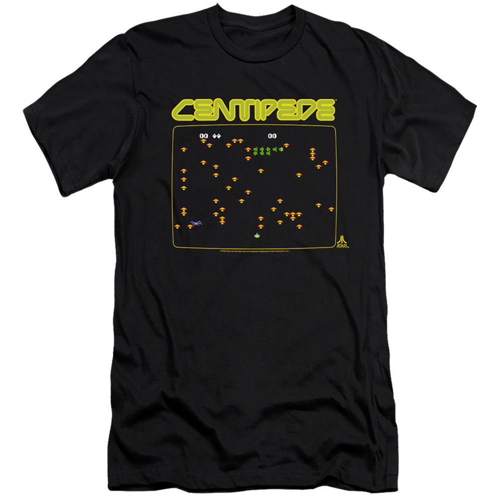 AN OFFCIALLY LICENSED ATARI CENTIPEDE SCREEN MEN'S PREMIUM SLIM FIT T-SHIRT BLACK