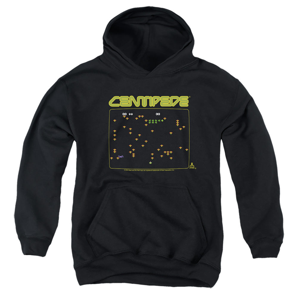 AN OFFCIALLY LICENSED ATARI CENTIPEDE SCREEN YOUTH HOODIE BLACK