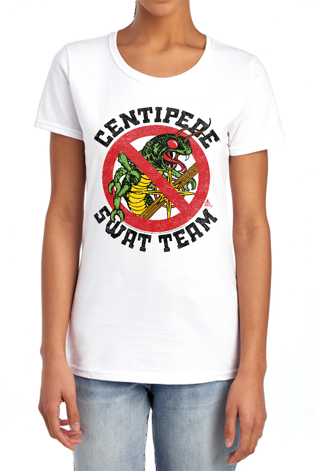 AN OFFCIALLY LICENSED ATARI SWAT TEAM WOMEN'S REGULAR FIT T-SHIRT WHITE
