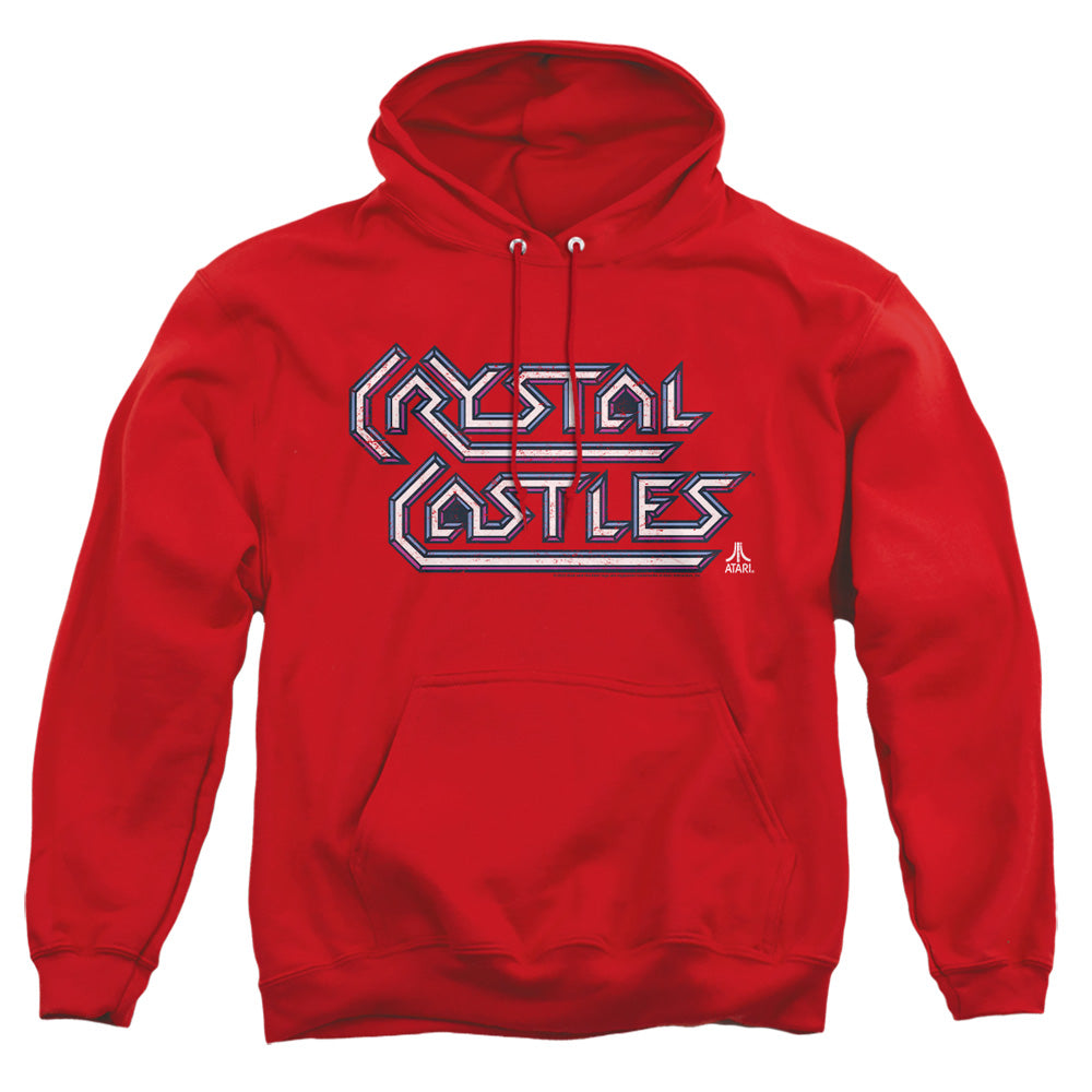 AN OFFCIALLY LICENSED ATARI CRYSTAL CASTLES LOGO ADULT UNISEX PULLOVER HOODIE RED