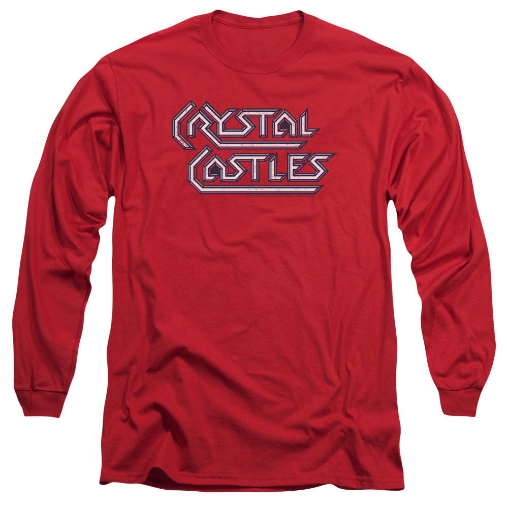 AN OFFCIALLY LICENSED ATARI CRYSTAL CASTLES LOGO MEN'S LONG SLEEVE T-SHIRT RED