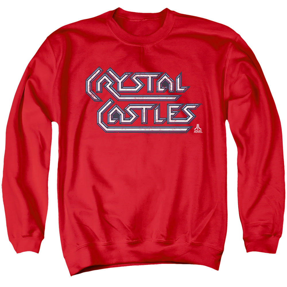 AN OFFCIALLY LICENSED ATARI CRYSTAL CASTLES LOGO ADULT UNISEX CREWNECK SWEATSHIRT RED