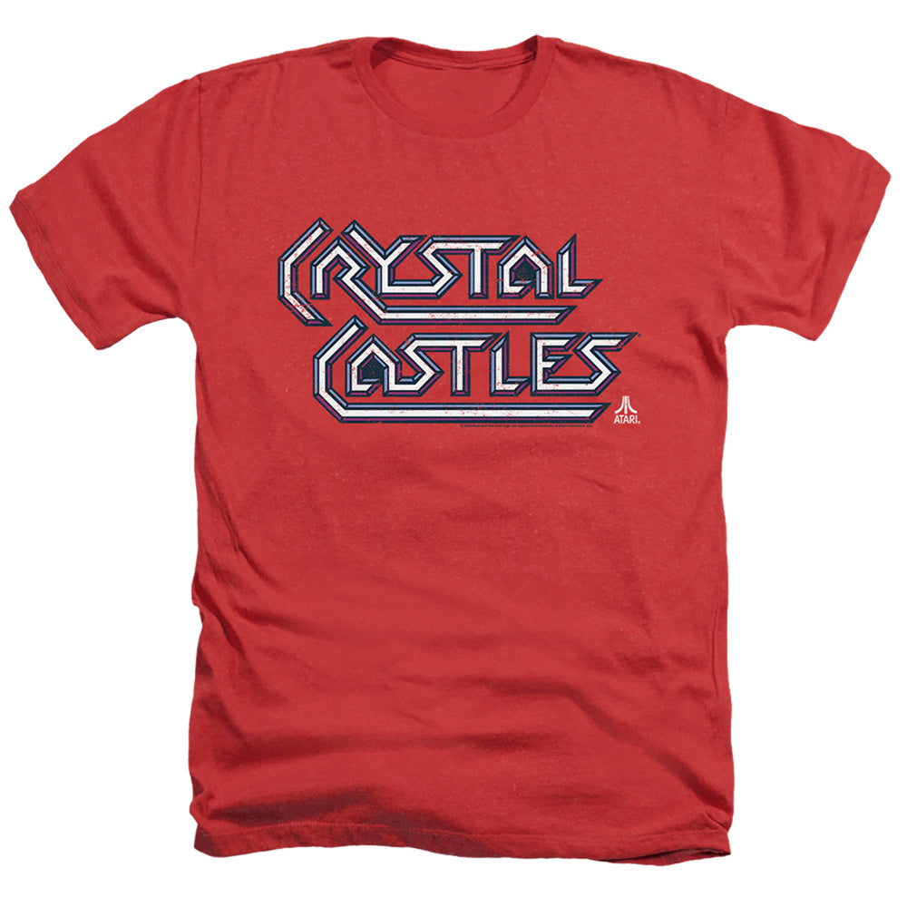 AN OFFCIALLY LICENSED ATARI CRYSTAL CASTLES LOGO MEN'S HEATHER T-SHIRT RED