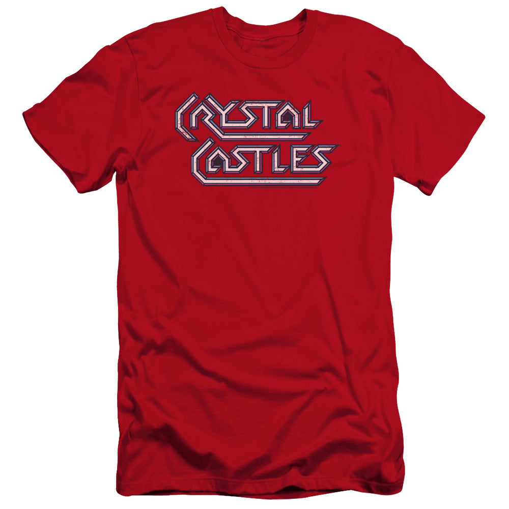 AN OFFCIALLY LICENSED ATARI CRYSTAL CASTLES LOGO MEN'S PREMIUM SLIM FIT T-SHIRT RED