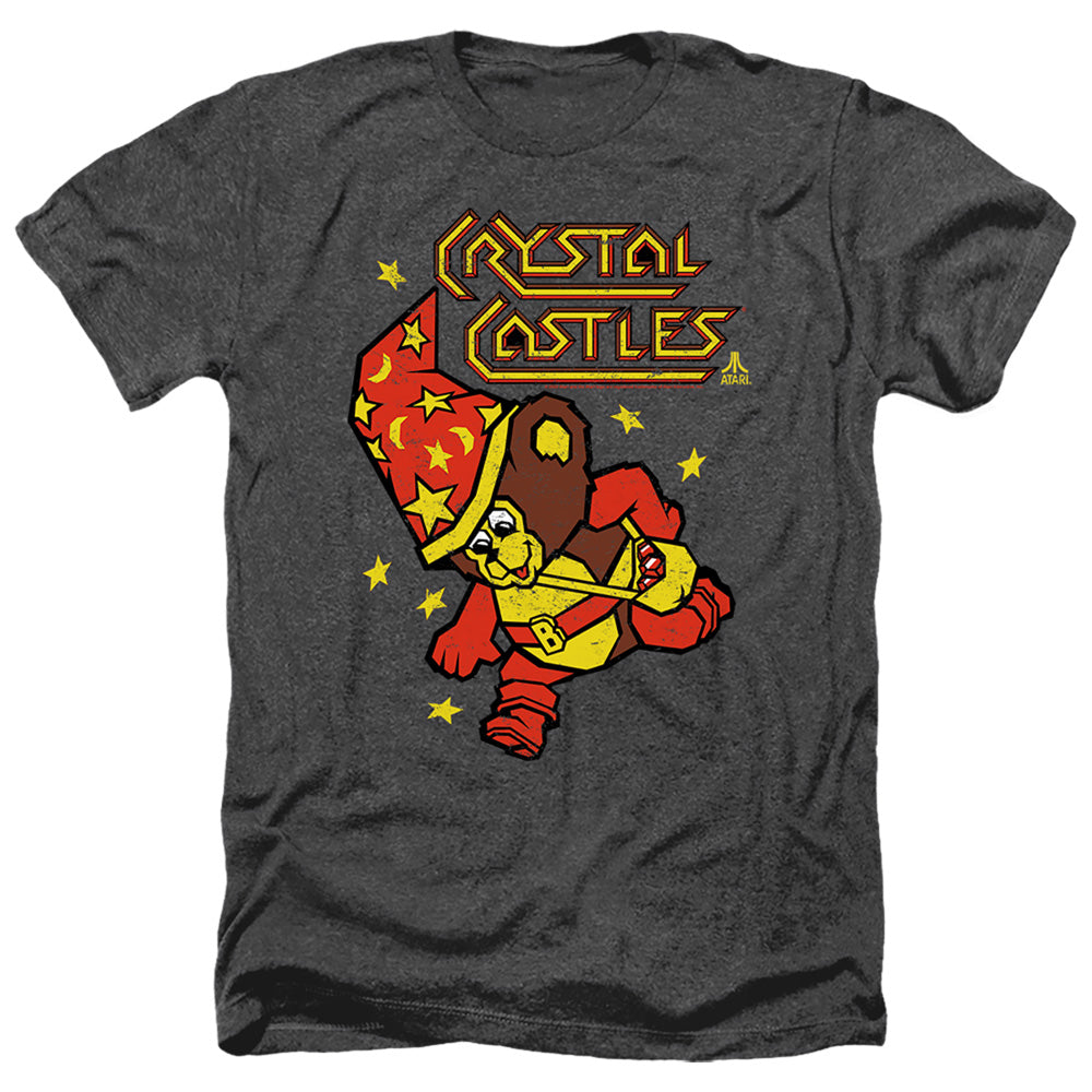 AN OFFCIALLY LICENSED ATARI CRYSTAL BEAR MEN'S HEATHER T-SHIRT CHARCOAL