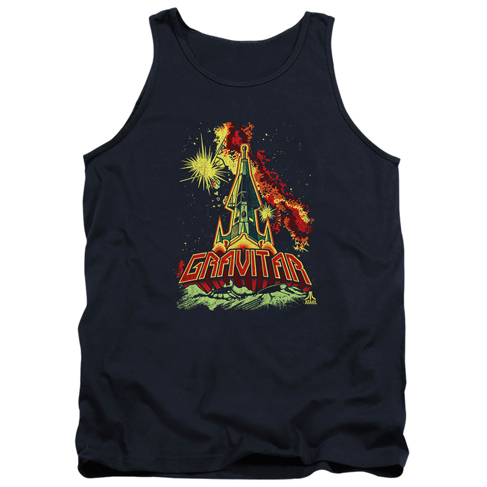 AN OFFCIALLY LICENSED ATARI BLAST OFF ADULT UNISEX TANK TOP NAVY
