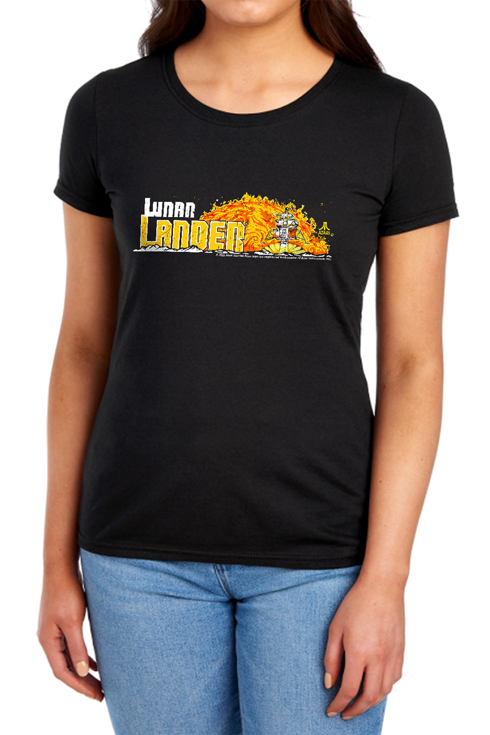 AN OFFCIALLY LICENSED ATARI LUNAR MARQUEE WOMEN'S REGULAR FIT T-SHIRT BLACK
