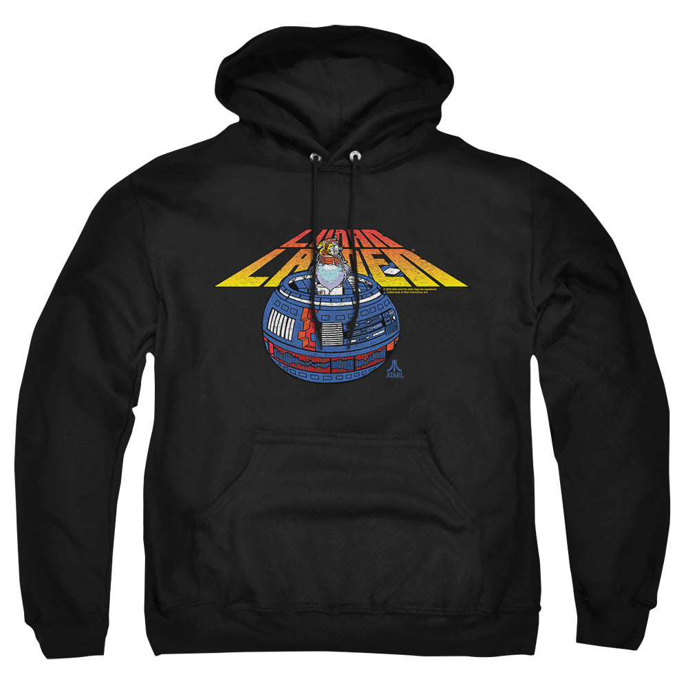 AN OFFCIALLY LICENSED ATARI LUNAR GLOBE ADULT UNISEX PULLOVER HOODIE BLACK
