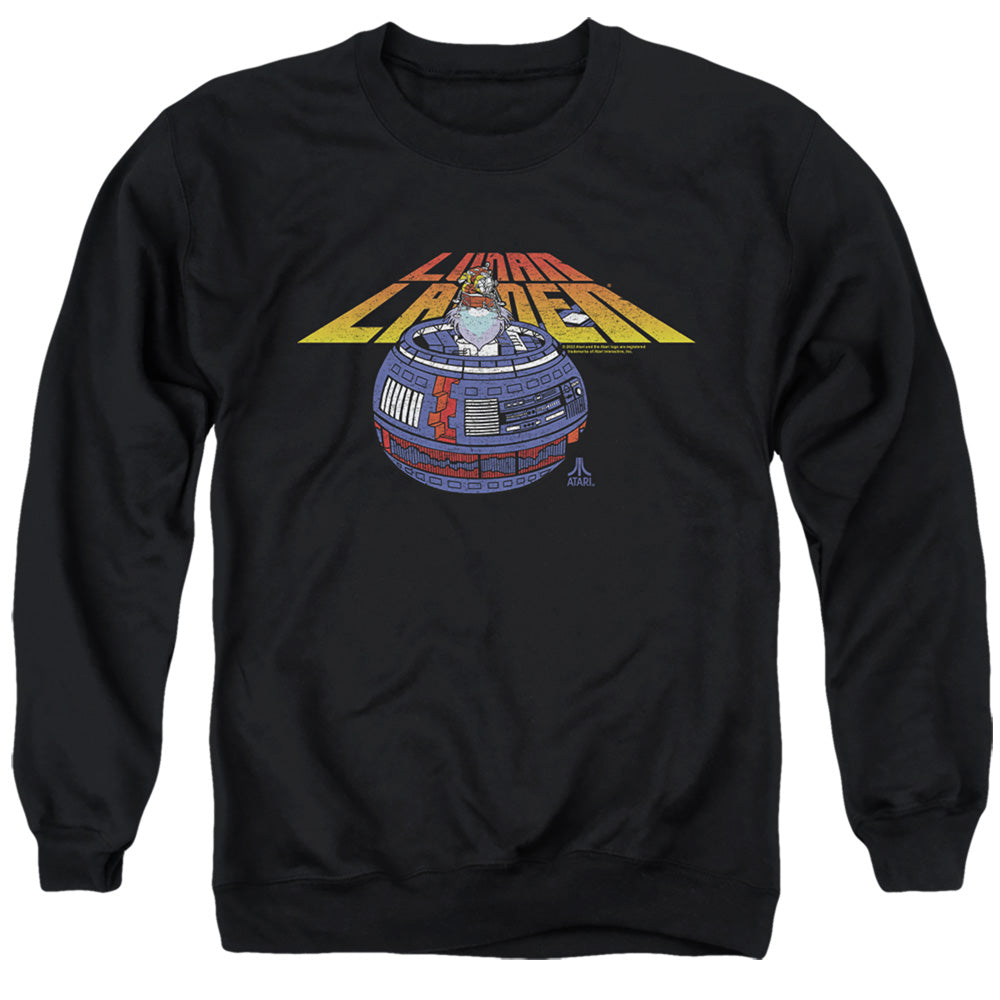 AN OFFCIALLY LICENSED ATARI LUNAR GLOBE ADULT UNISEX CREWNECK SWEATSHIRT BLACK