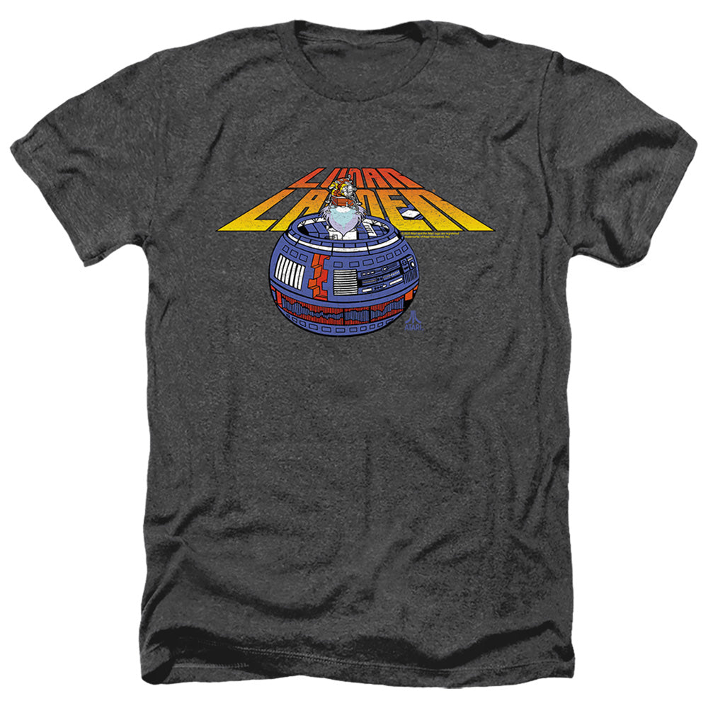 AN OFFCIALLY LICENSED ATARI LUNAR GLOBE MEN'S HEATHER T-SHIRT CHARCOAL