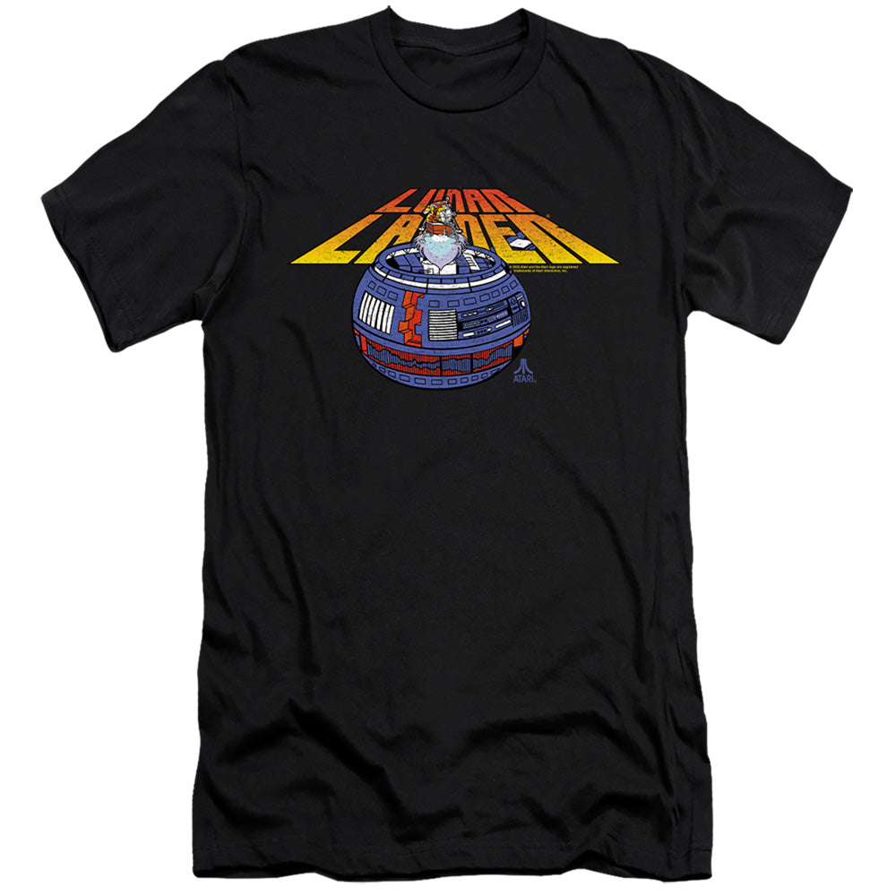 AN OFFCIALLY LICENSED ATARI LUNAR GLOBE MEN'S PREMIUM SLIM FIT T-SHIRT BLACK