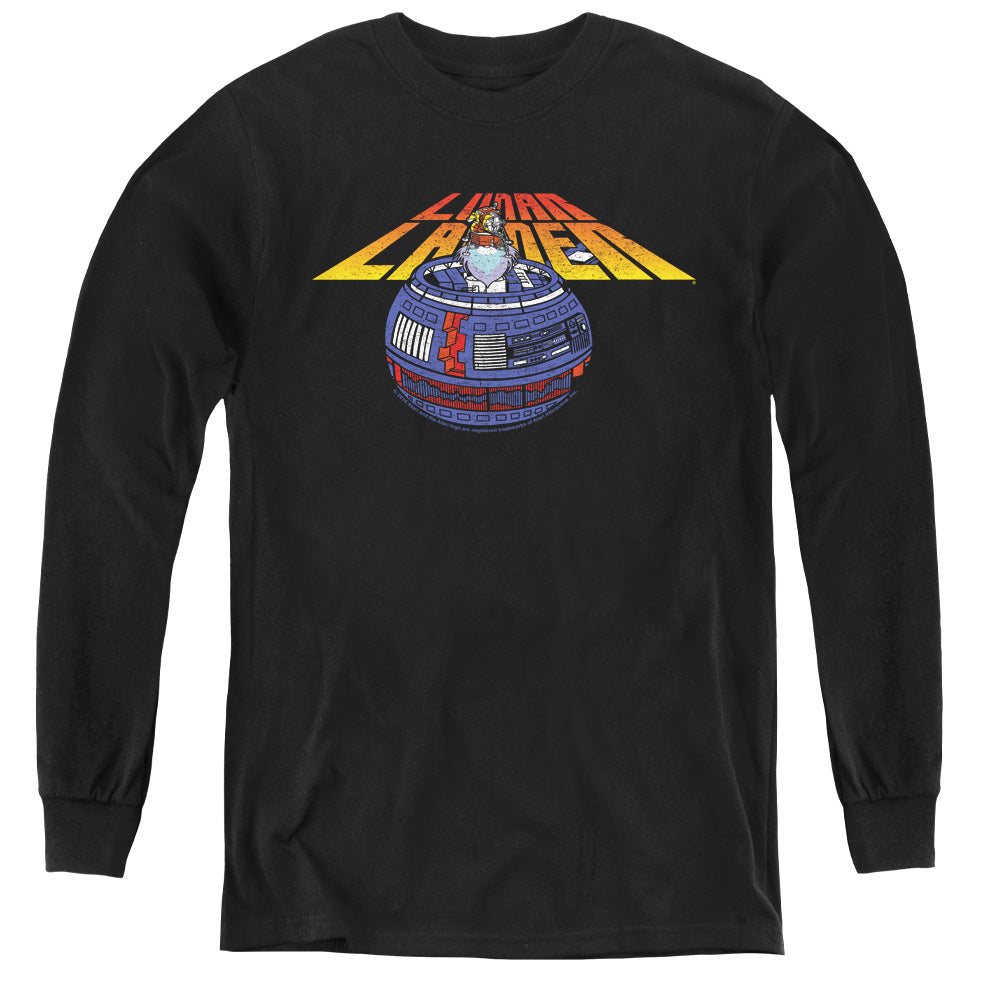 AN OFFCIALLY LICENSED ATARI LUNAR GLOBE YOUTH LONG SLEEVE T-SHIRT BLACK