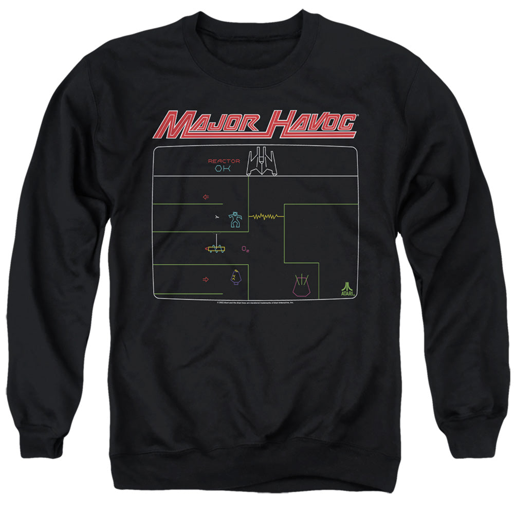 AN OFFCIALLY LICENSED ATARI MAJOR HAVOC SCREEN ADULT UNISEX CREWNECK SWEATSHIRT BLACK