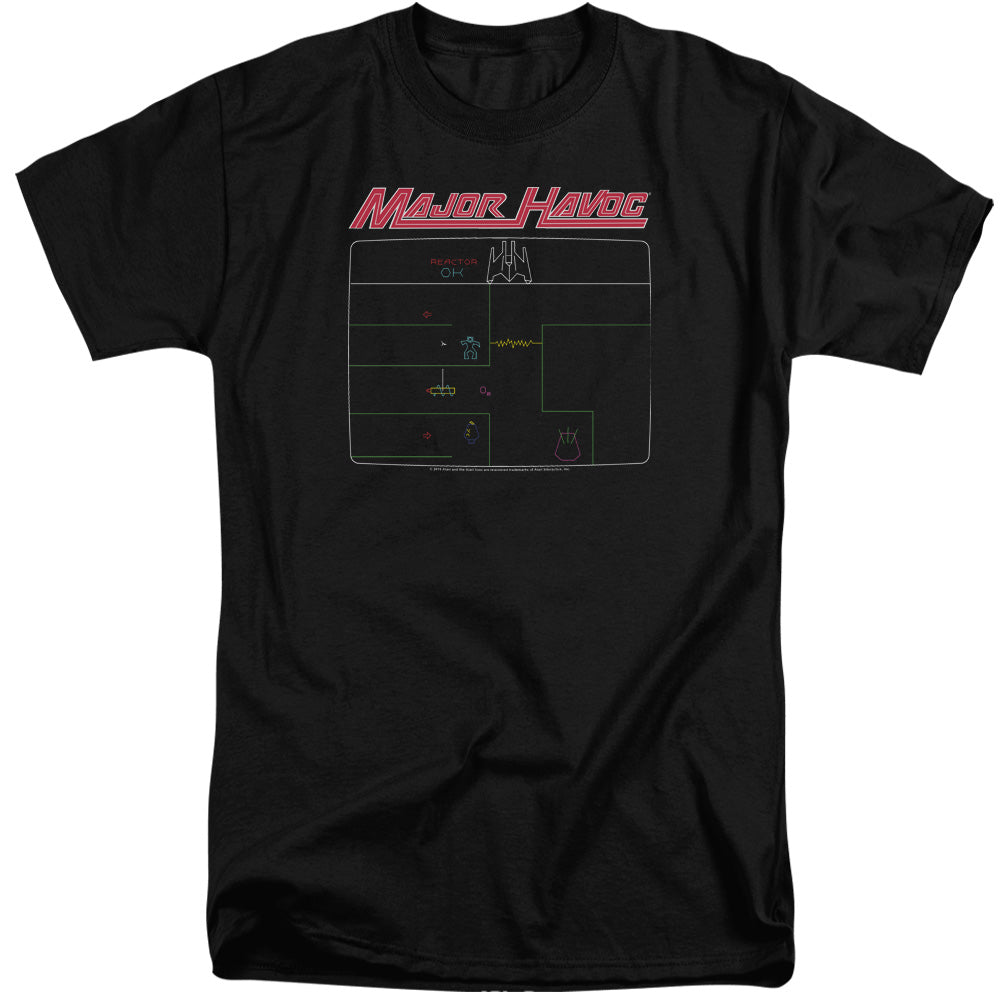 AN OFFCIALLY LICENSED ATARI MAJOR HAVOC SCREEN MEN'S TALL FIT T-SHIRT BLACK