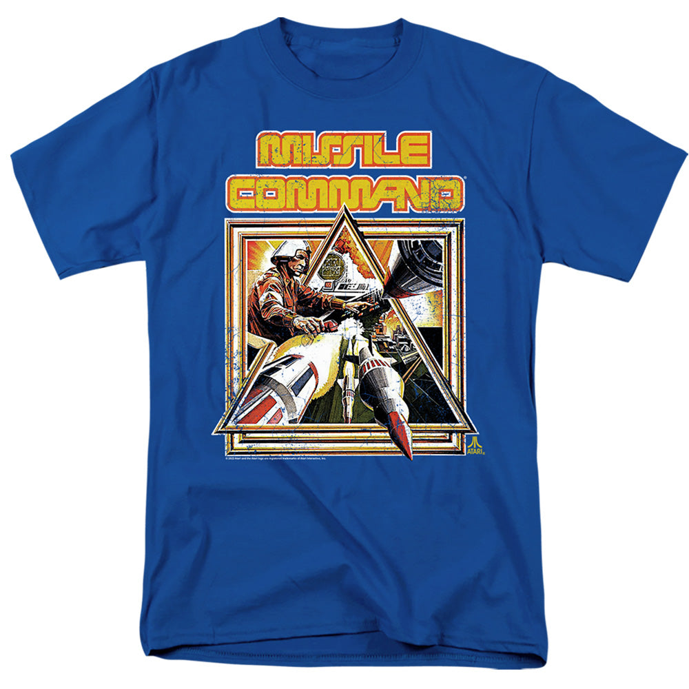 AN OFFCIALLY LICENSED ATARI MISSLE COMMANDER MEN'S REGULAR FIT T-SHIRT ROYAL
