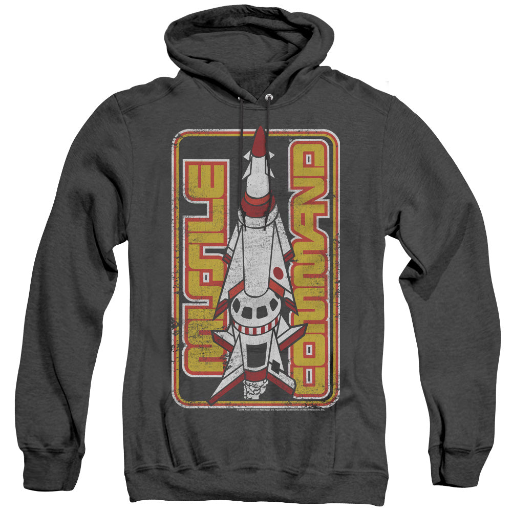 AN OFFCIALLY LICENSED ATARI MISSILE ADULT UNISEX HEATHER PULLOVER HOODIE BLACK