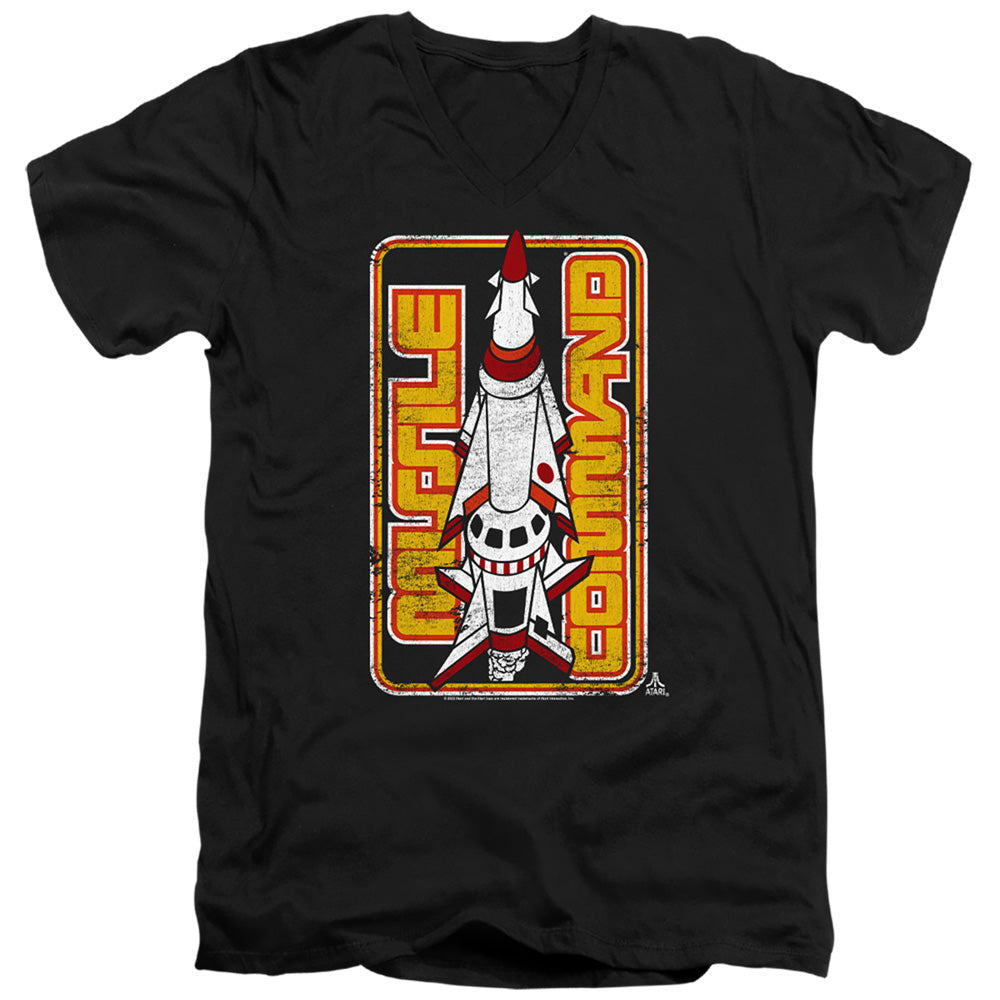 AN OFFCIALLY LICENSED ATARI MISSILE MEN'S V-NECK T-SHIRT BLACK