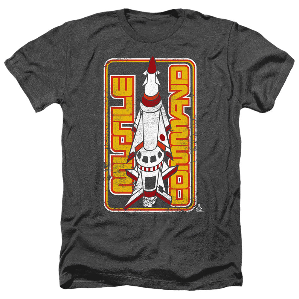 AN OFFCIALLY LICENSED ATARI MISSILE MEN'S HEATHER T-SHIRT CHARCOAL