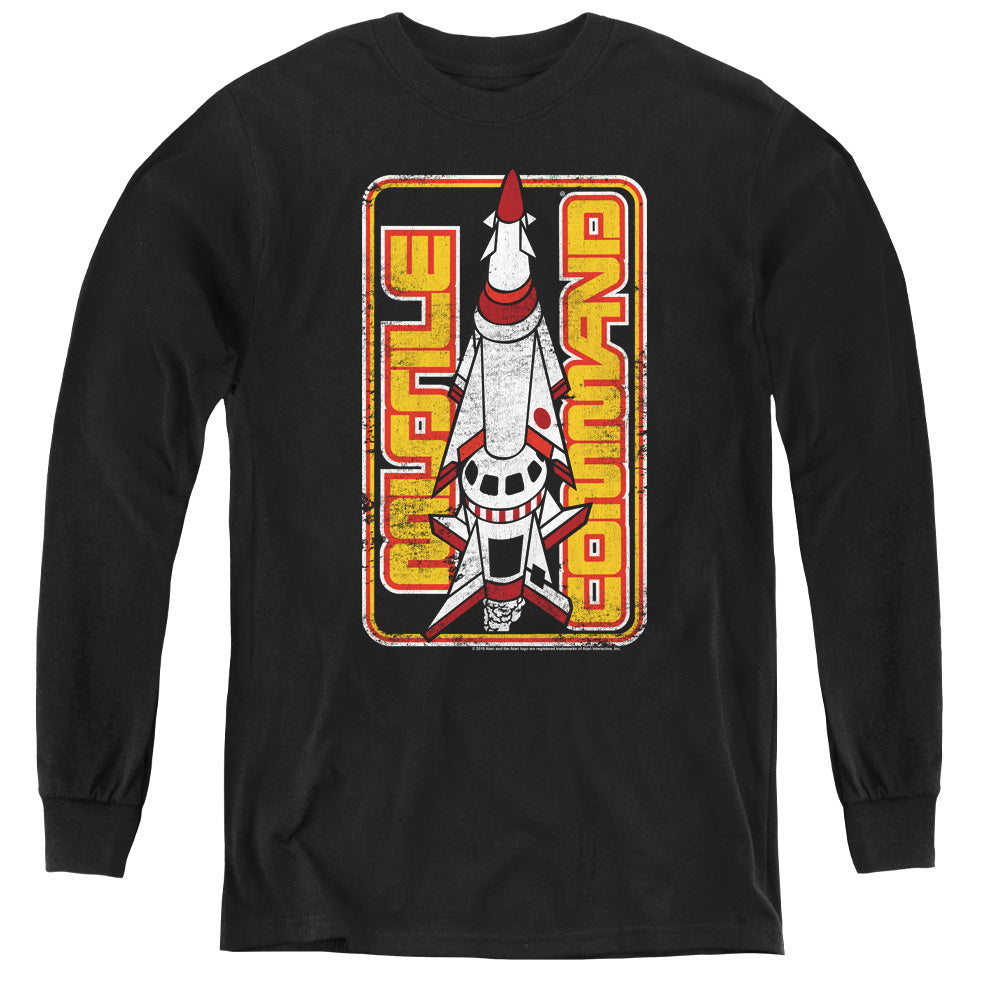 AN OFFCIALLY LICENSED ATARI MISSILE YOUTH LONG SLEEVE T-SHIRT BLACK