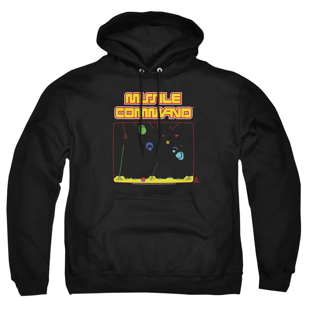 AN OFFCIALLY LICENSED ATARI MISSLE SCREEN ADULT UNISEX PULLOVER HOODIE BLACK