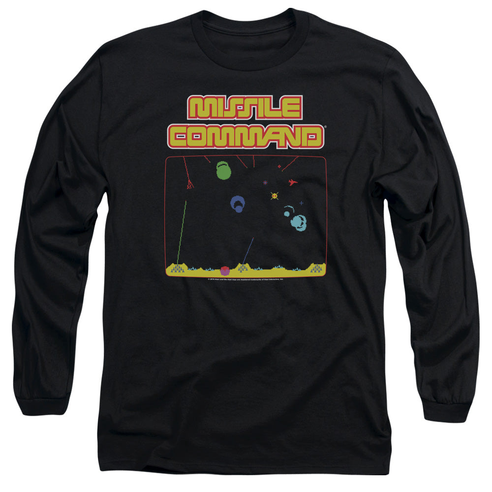 AN OFFCIALLY LICENSED ATARI MISSLE SCREEN MEN'S LONG SLEEVE T-SHIRT BLACK