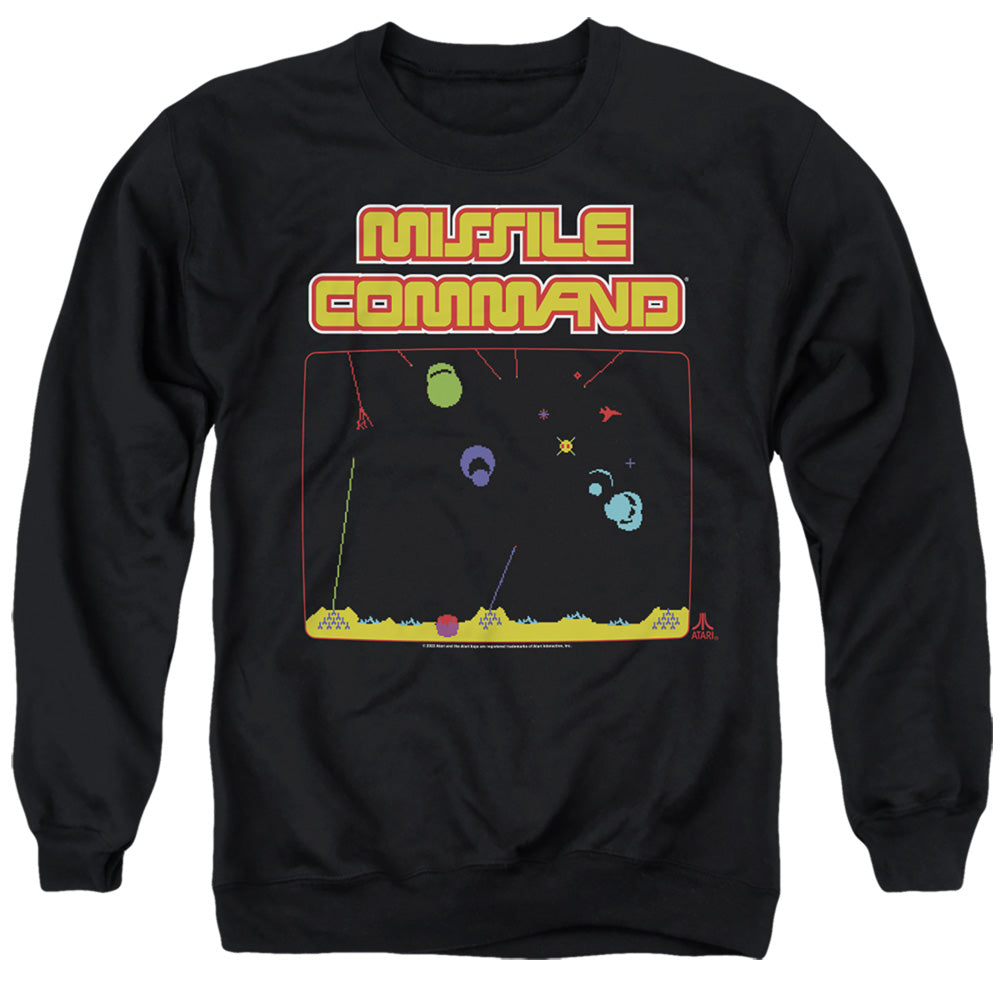 AN OFFCIALLY LICENSED ATARI MISSLE SCREEN ADULT UNISEX CREWNECK SWEATSHIRT BLACK