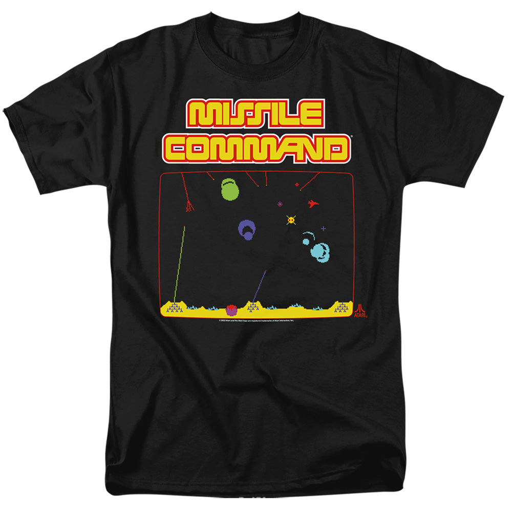 AN OFFCIALLY LICENSED ATARI MISSLE SCREEN MEN'S REGULAR FIT T-SHIRT BLACK