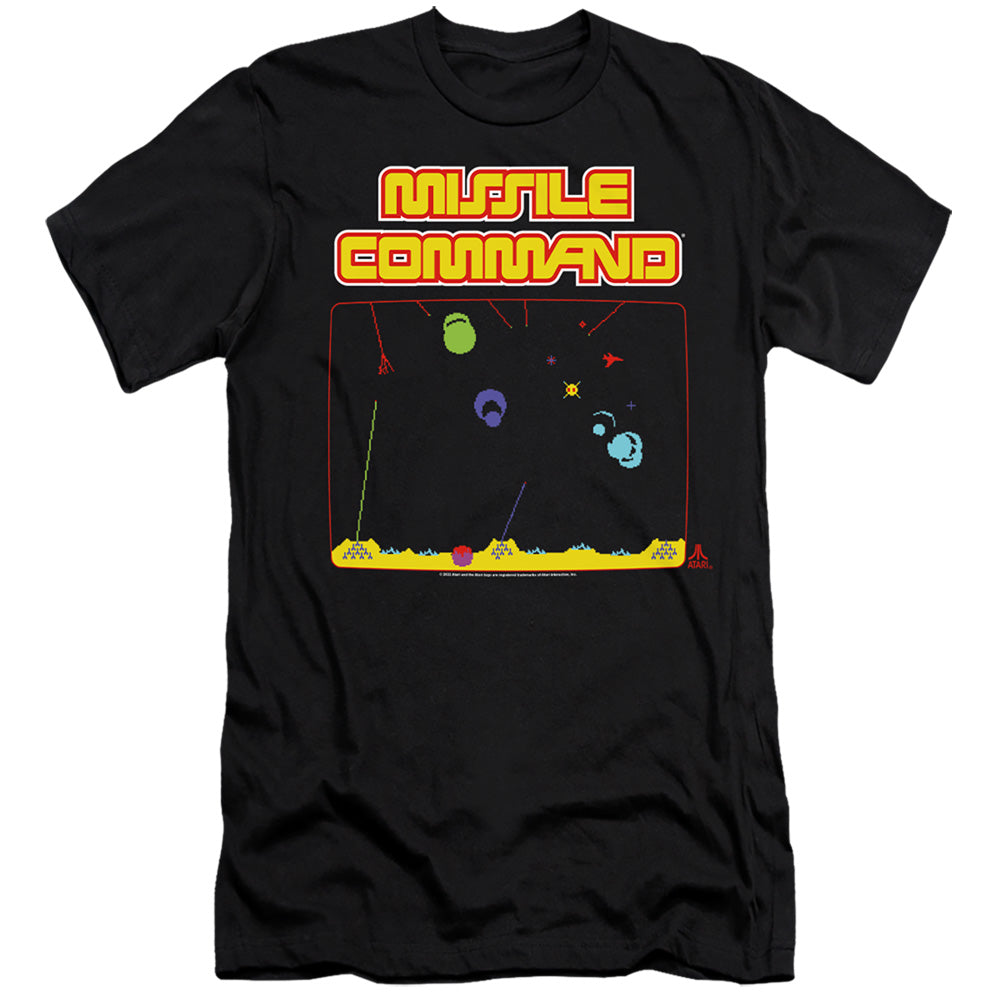 AN OFFCIALLY LICENSED ATARI MISSLE SCREEN MEN'S PREMIUM SLIM FIT T-SHIRT BLACK