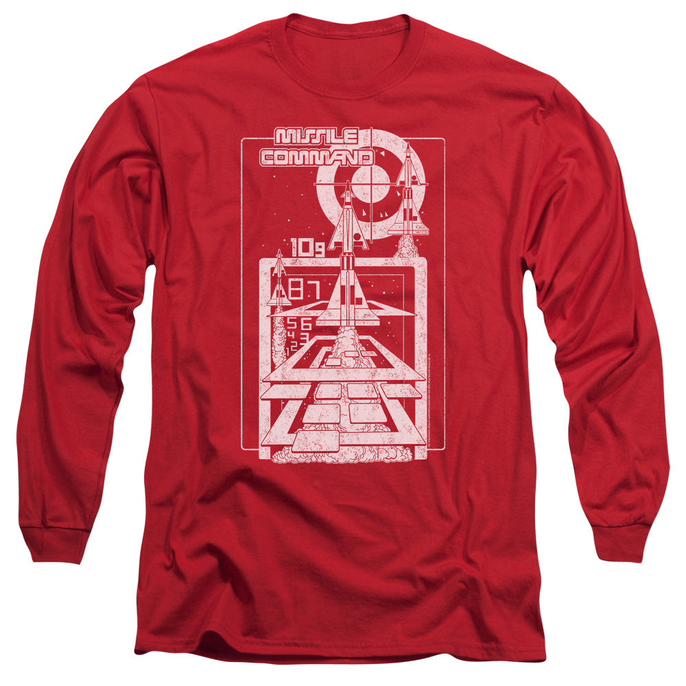 AN OFFCIALLY LICENSED ATARI LIFT OFF MEN'S LONG SLEEVE T-SHIRT RED