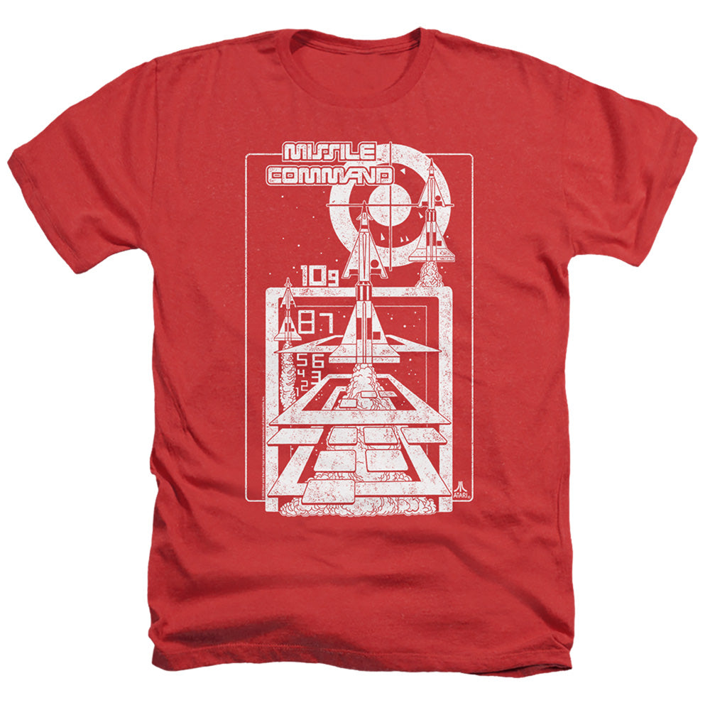 AN OFFCIALLY LICENSED ATARI LIFT OFF MEN'S HEATHER T-SHIRT RED