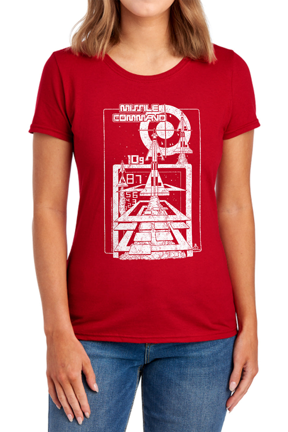 AN OFFCIALLY LICENSED ATARI LIFT OFF WOMEN'S REGULAR FIT T-SHIRT RED