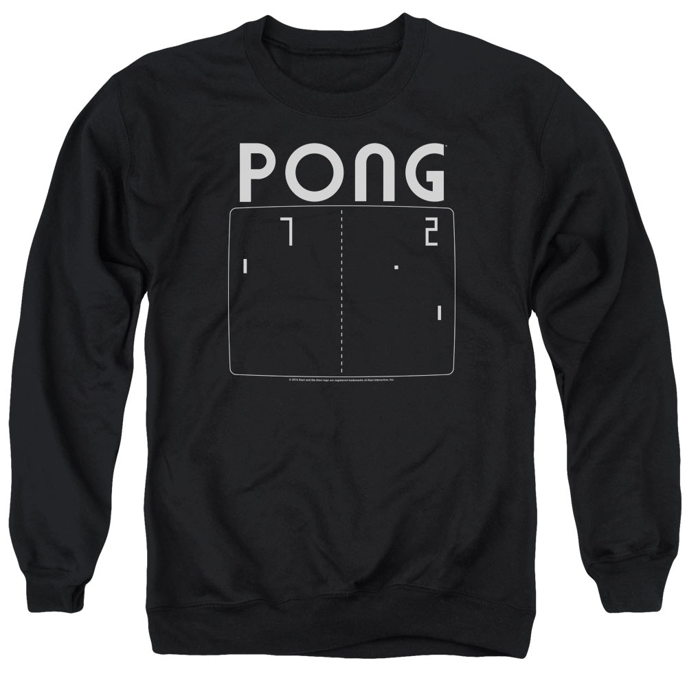 AN OFFCIALLY LICENSED ATARI PONG SCREEN ADULT UNISEX CREWNECK SWEATSHIRT BLACK