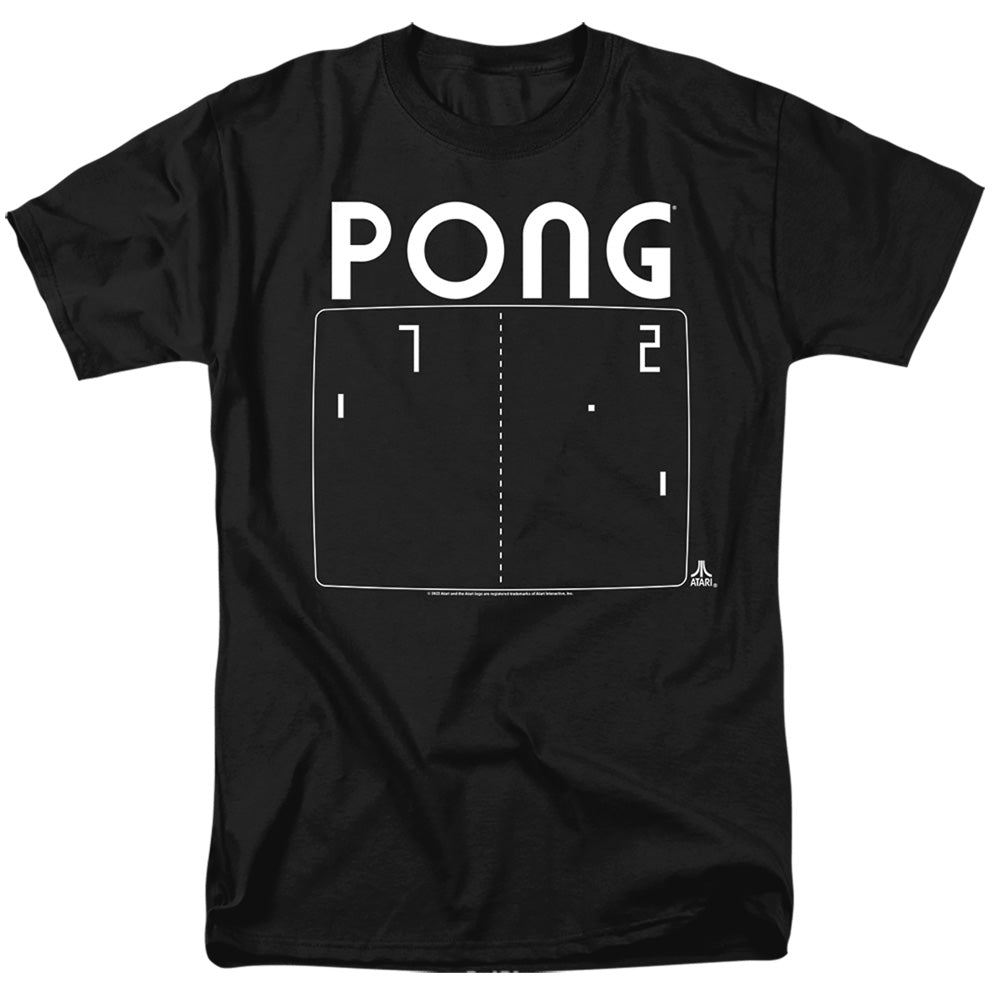 AN OFFCIALLY LICENSED ATARI PONG SCREEN MEN'S REGULAR FIT T-SHIRT BLACK