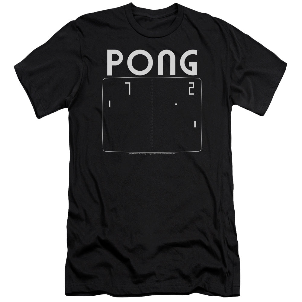AN OFFCIALLY LICENSED ATARI PONG SCREEN MEN'S PREMIUM SLIM FIT T-SHIRT BLACK
