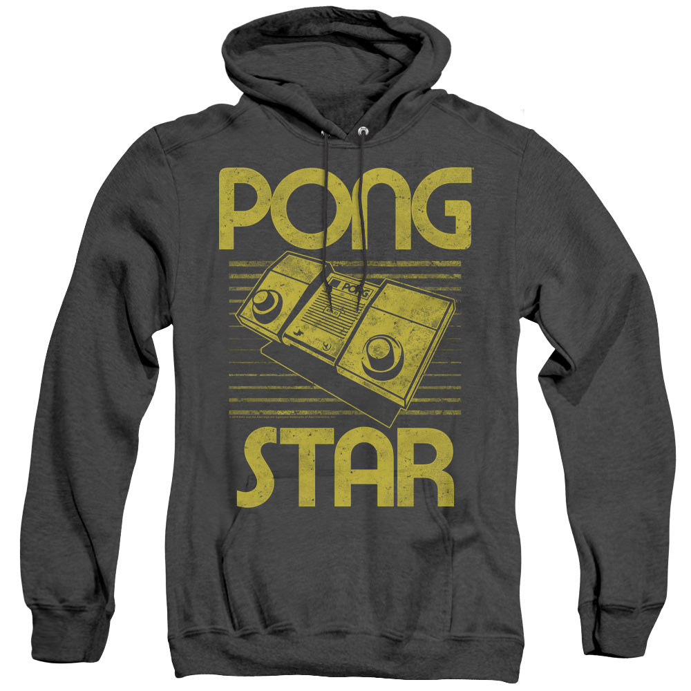 AN OFFCIALLY LICENSED ATARI STAR ADULT UNISEX HEATHER PULLOVER HOODIE BLACK