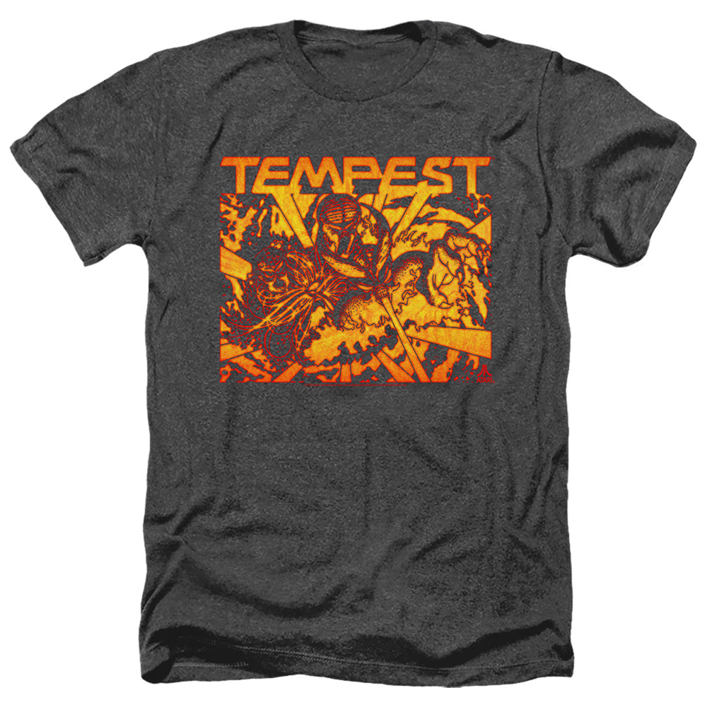 AN OFFCIALLY LICENSED ATARI DEMON REACH MEN'S HEATHER T-SHIRT CHARCOAL