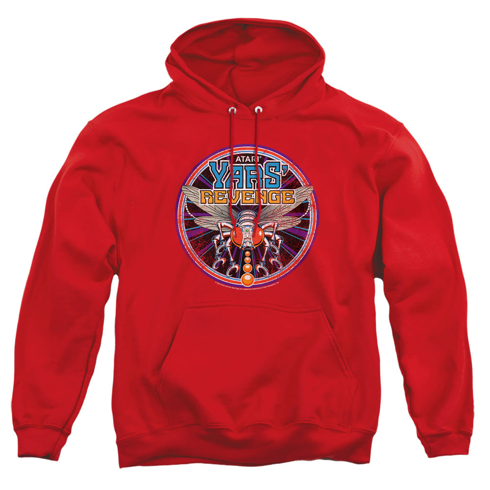 AN OFFCIALLY LICENSED ATARI YARS REVENGE PATCH ADULT UNISEX PULLOVER HOODIE RED