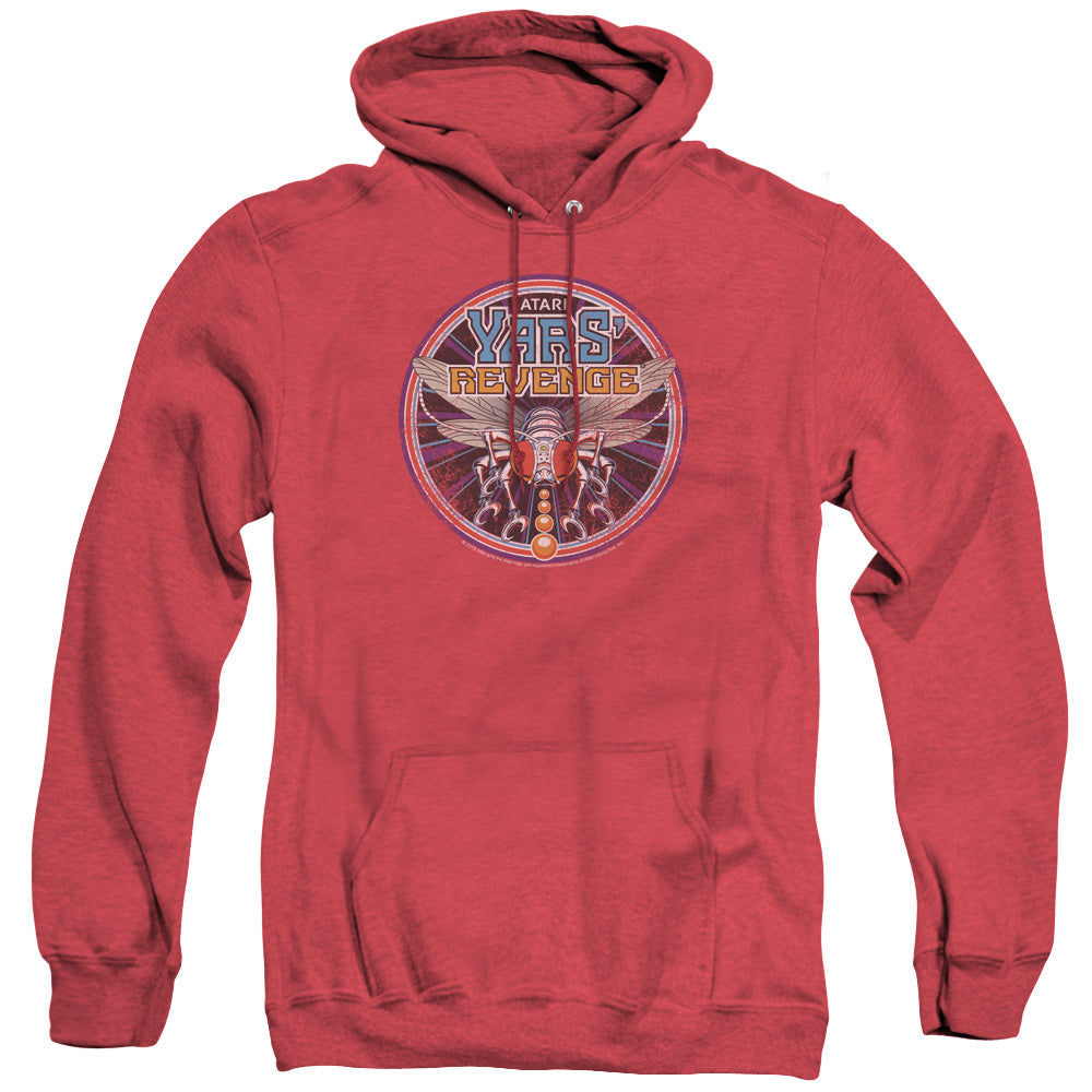 AN OFFCIALLY LICENSED ATARI YARS REVENGE PATCH ADULT UNISEX HEATHER PULLOVER HOODIE RED