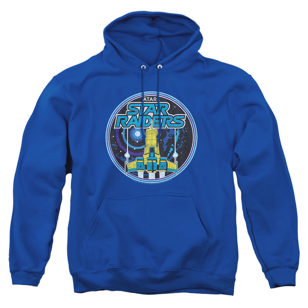 AN OFFCIALLY LICENSED ATARI BADGE ADULT UNISEX PULLOVER HOODIE ROYAL