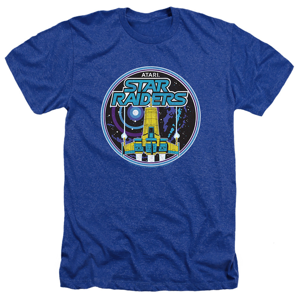 AN OFFCIALLY LICENSED ATARI BADGE MEN'S HEATHER T-SHIRT ROYAL