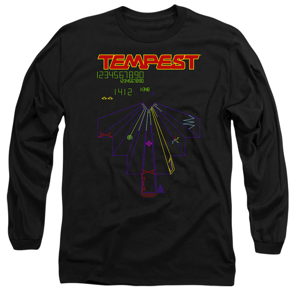 AN OFFCIALLY LICENSED ATARI TEMPEST SCREEN MEN'S LONG SLEEVE T-SHIRT BLACK