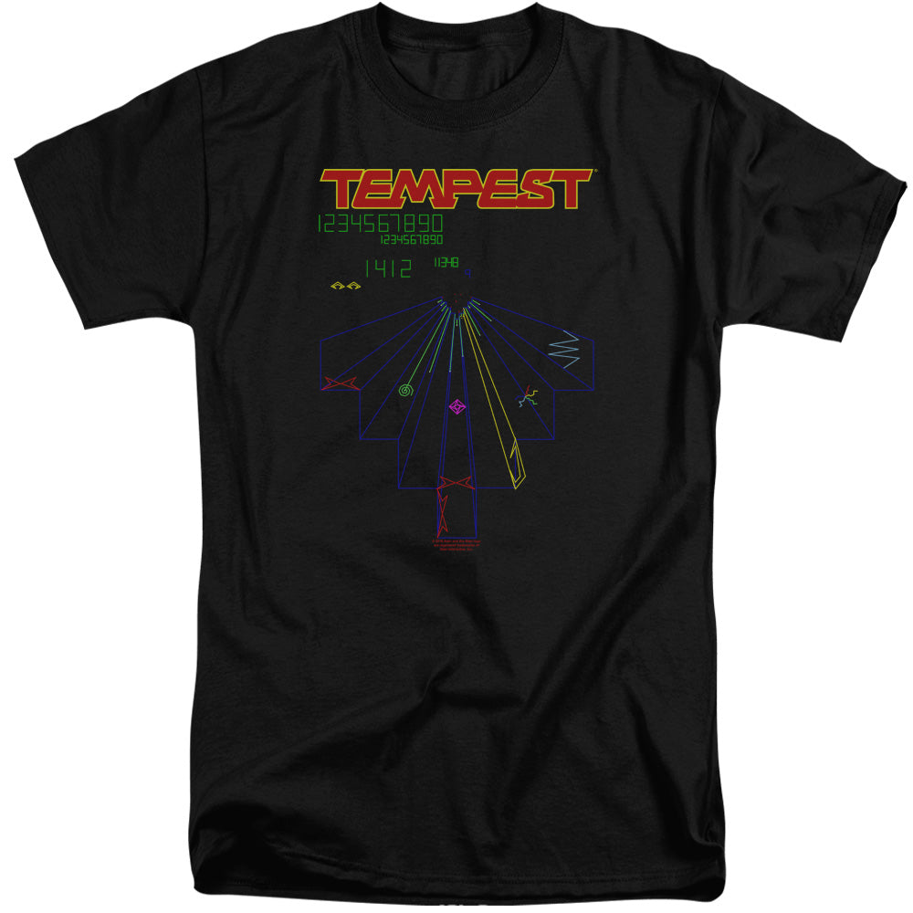 AN OFFCIALLY LICENSED ATARI TEMPEST SCREEN MEN'S TALL FIT T-SHIRT BLACK