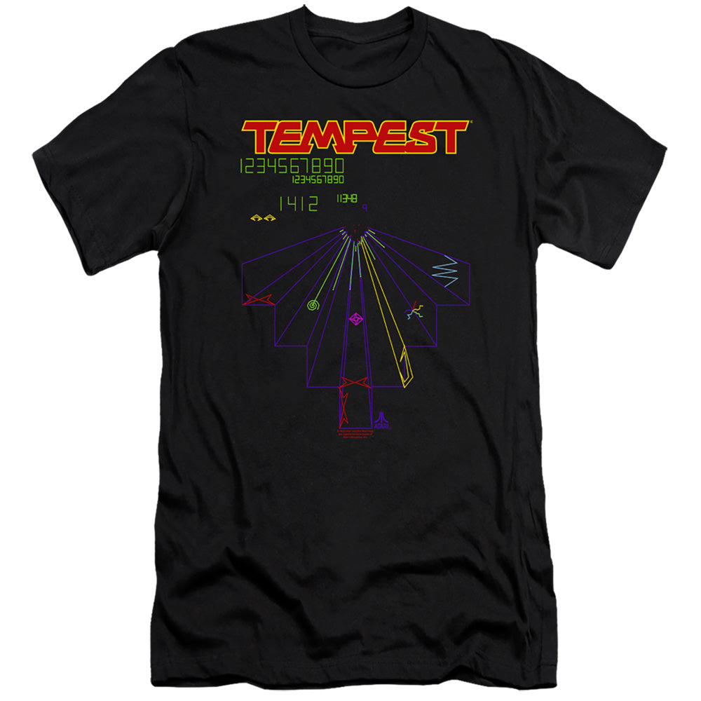 AN OFFCIALLY LICENSED ATARI TEMPEST SCREEN MEN'S PREMIUM SLIM FIT T-SHIRT BLACK