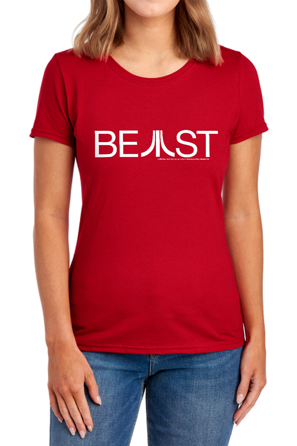 AN OFFCIALLY LICENSED ATARI BEAST WOMEN'S REGULAR FIT T-SHIRT RED