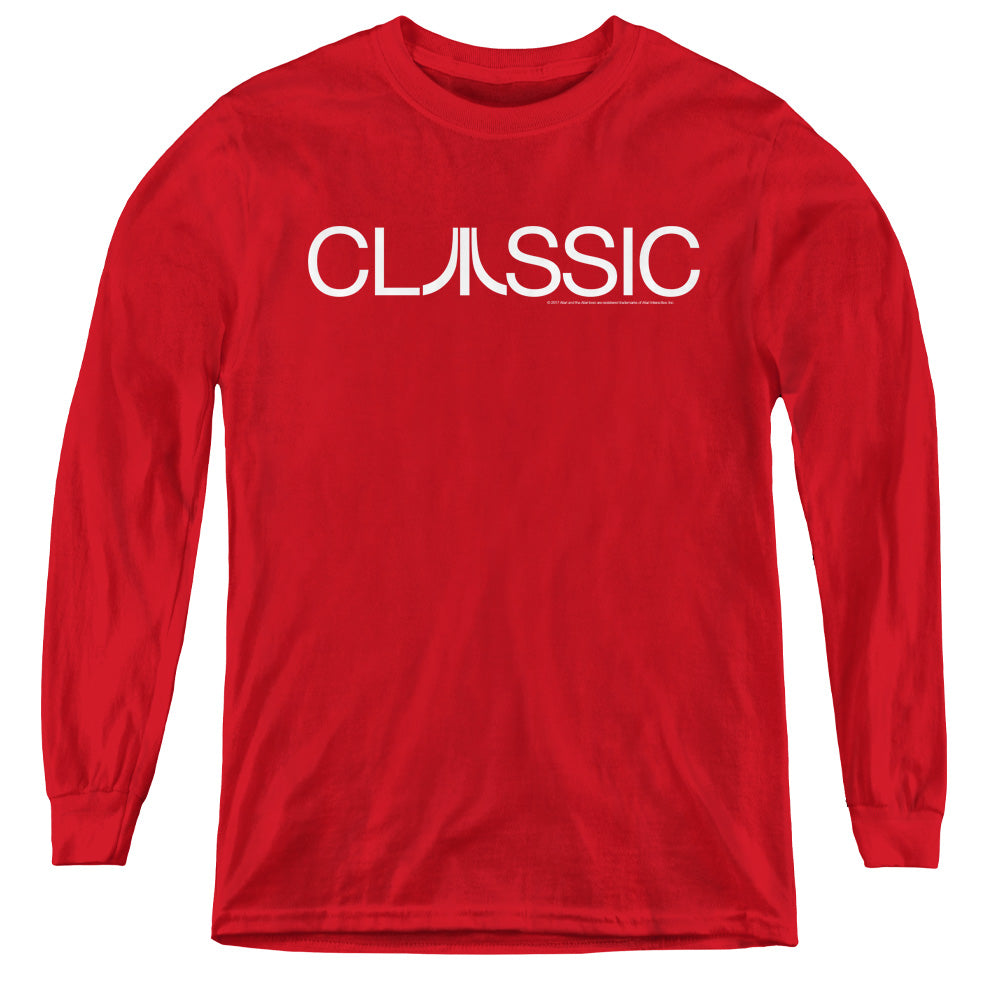 AN OFFCIALLY LICENSED ATARI CLASSIC YOUTH LONG SLEEVE T-SHIRT RED
