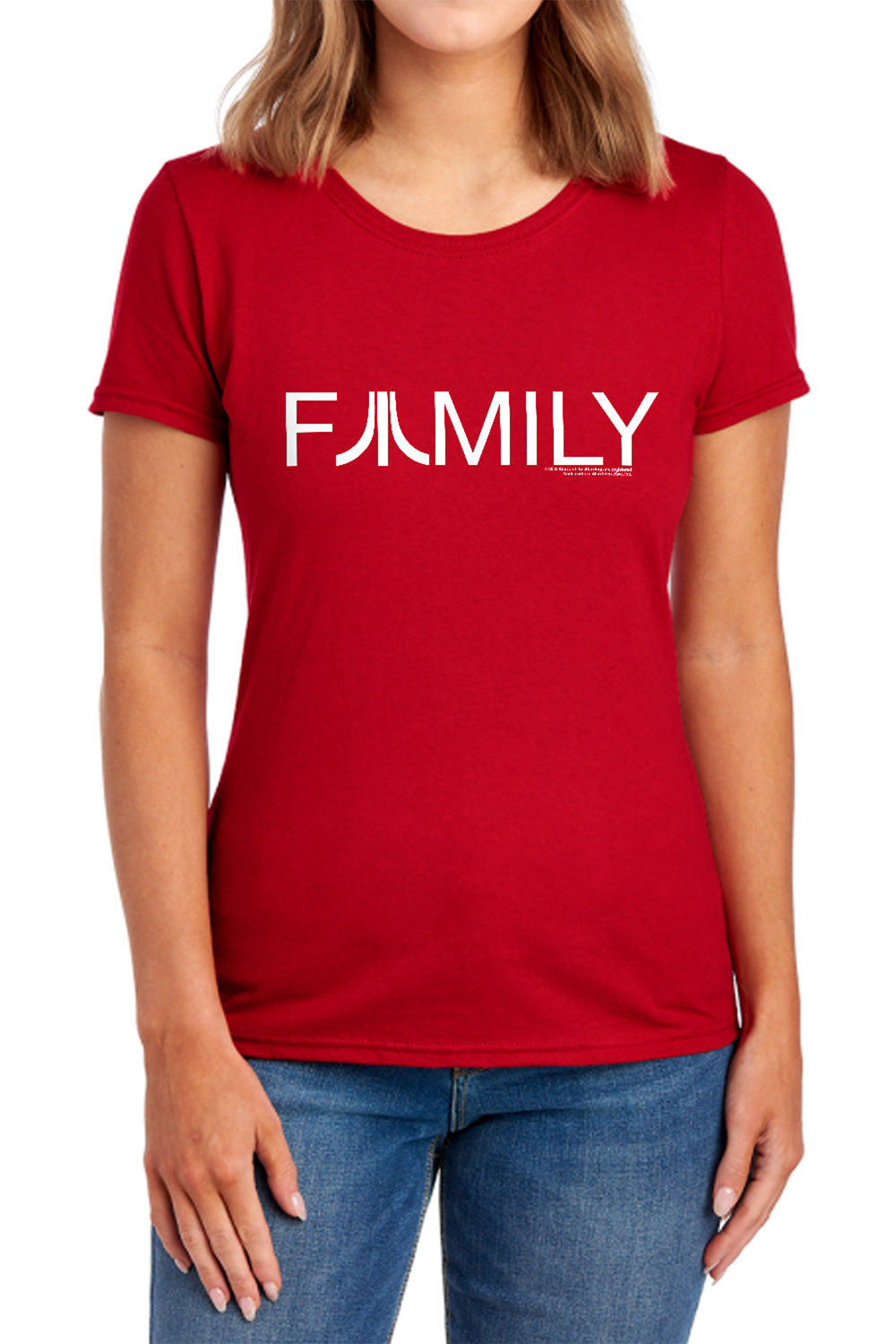 AN OFFCIALLY LICENSED ATARI FAMILY WOMEN'S REGULAR FIT T-SHIRT RED