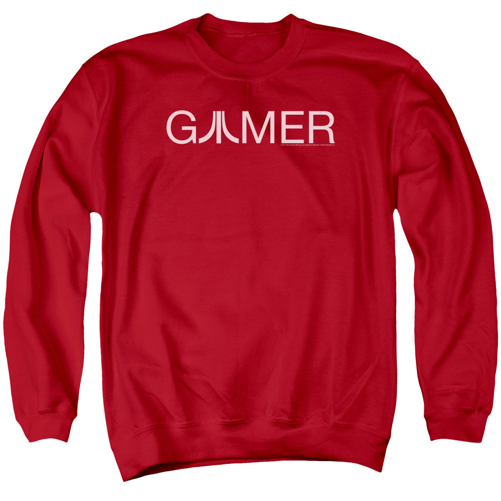 AN OFFCIALLY LICENSED ATARI GAMER ADULT UNISEX CREWNECK SWEATSHIRT RED