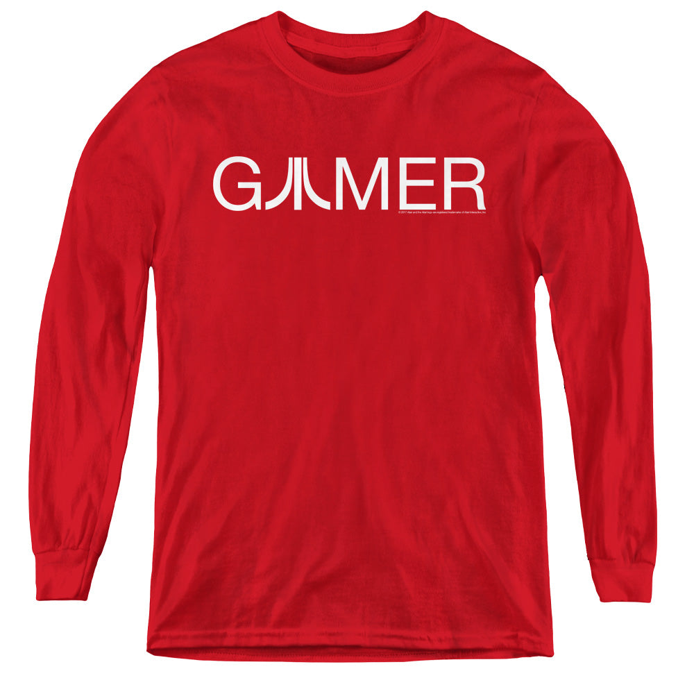 AN OFFCIALLY LICENSED ATARI GAMER YOUTH LONG SLEEVE T-SHIRT RED